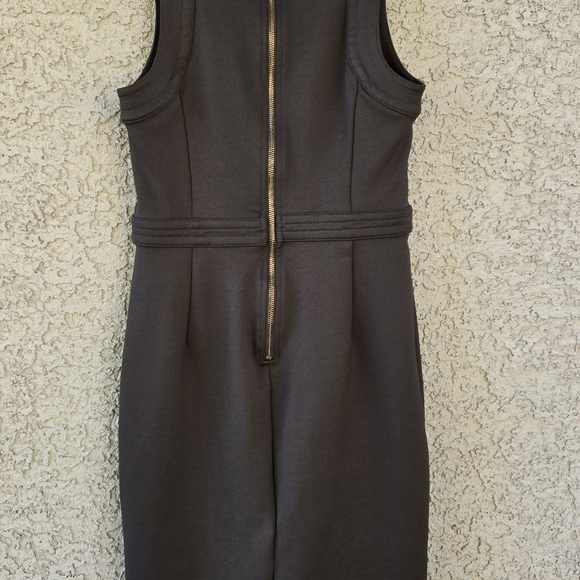 WHBM Army Green Scuba Luxe Gold Button Sheath Dress - Picture 7 of 11